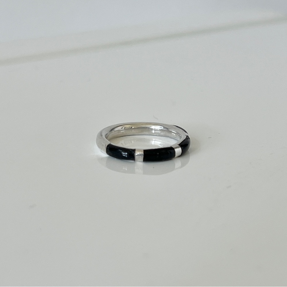 Black stripe 925 silver ring - Picture 6 of 7